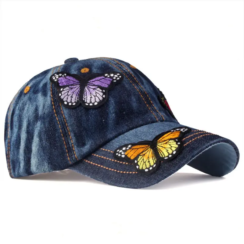 [YARBUU] брендовая бейсболка женская Повседневная бейсболка шапка для бабочки новая модная однотонная джинсовая кепка Летняя женская джинсовая кепка - Цвет: colour 5