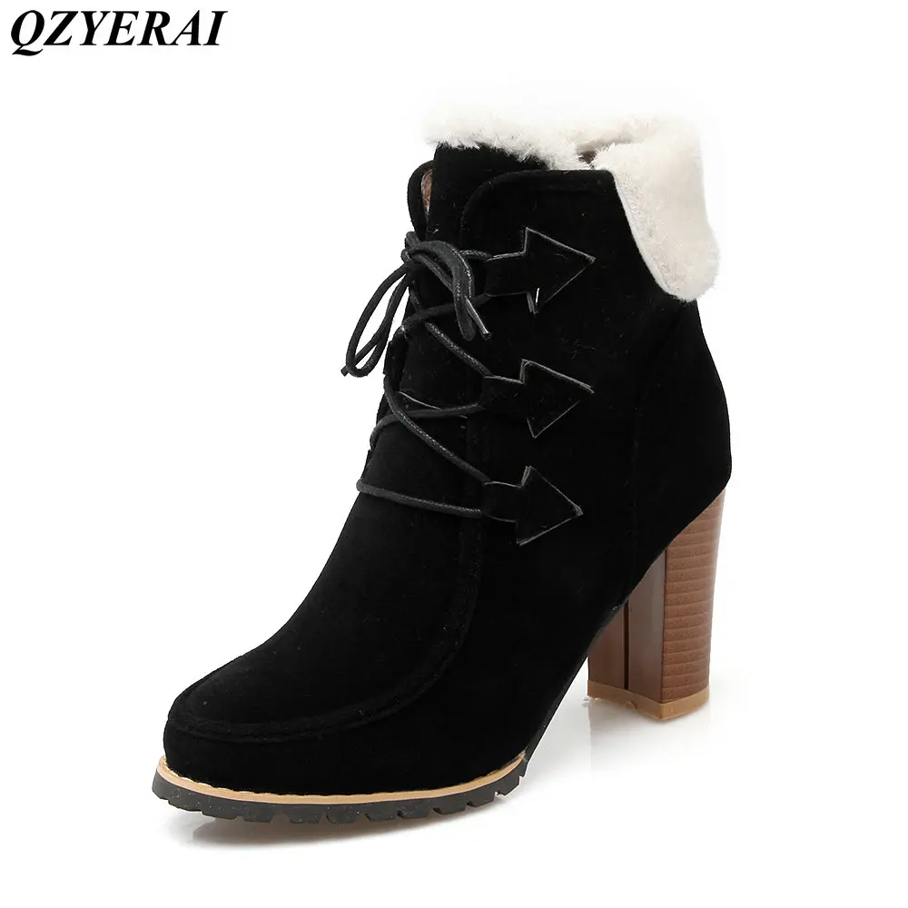 QZYERAI Warm winter low heel tie classic vintage Martin boots font b women b font boots