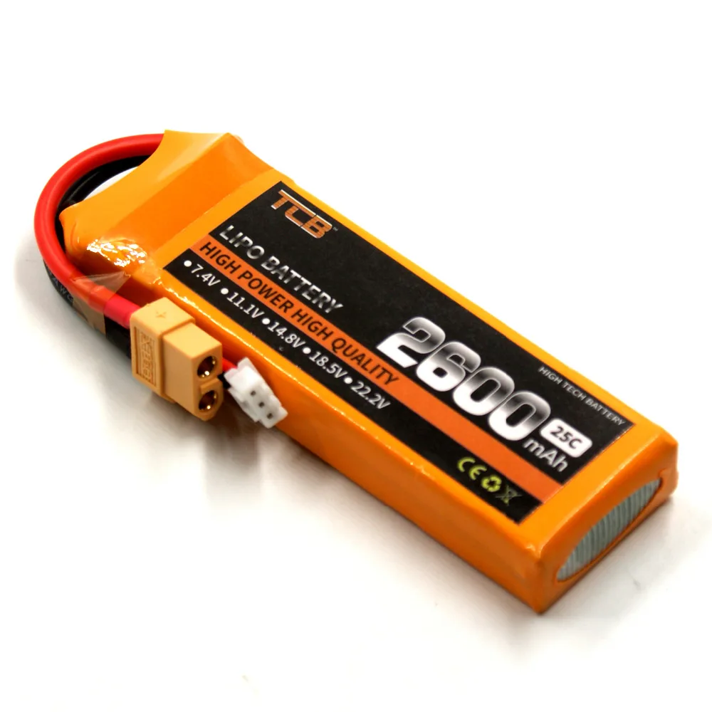 TCB RC Lipo battery 7 4v 2600mAh 25C 2s FOR RC airplane AKKU High discharge cell