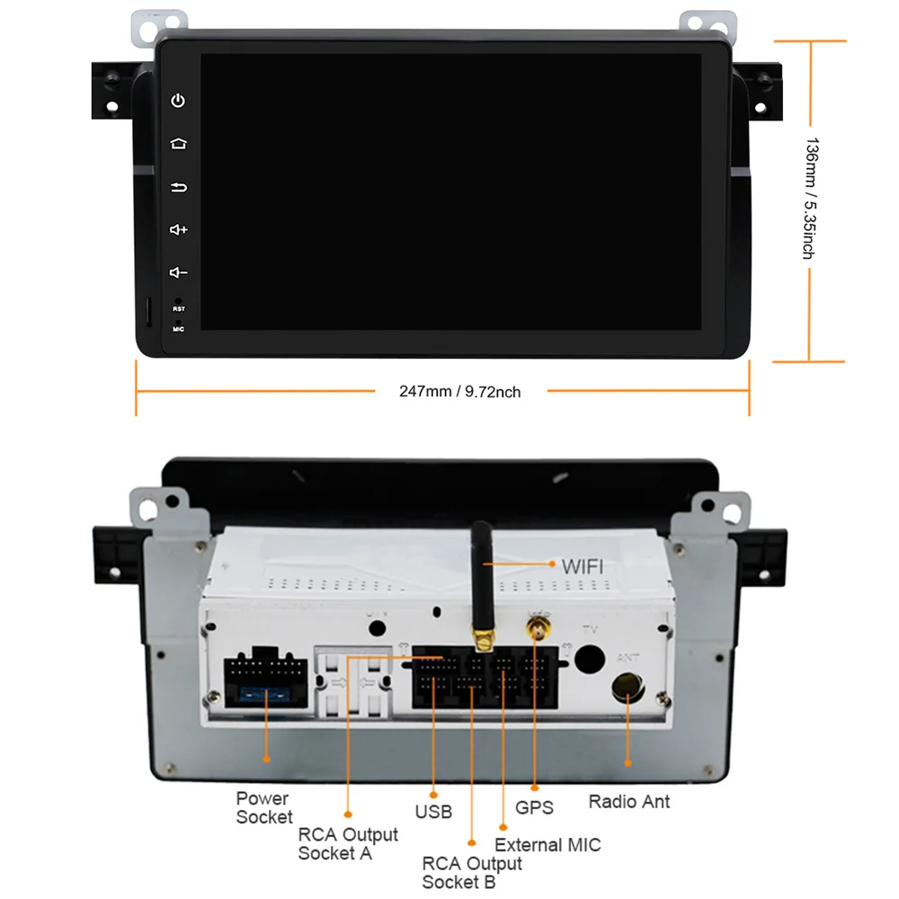 Eunavi 1 Din 9 дюймов 4 ядра Android 8 для BMW E46 M3 Rover 75 автомобильный DVD gps Wi Fi 4G Радио RDS CAN шина