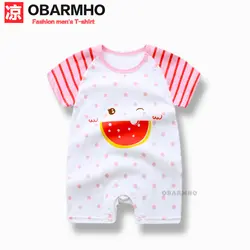 OBARMHO/Одежда для новорожденных, хлопковая одежда для девочек, летняя Пижама для маленьких девочек, комбинезоны, Детский костюм для