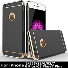 Luxury 3 in1 Combo Slim Hard Armor Case for iphone 5 6 6s 7 plus 360 Full Body Protection Shockproof Matte Back Cover Logo Hole