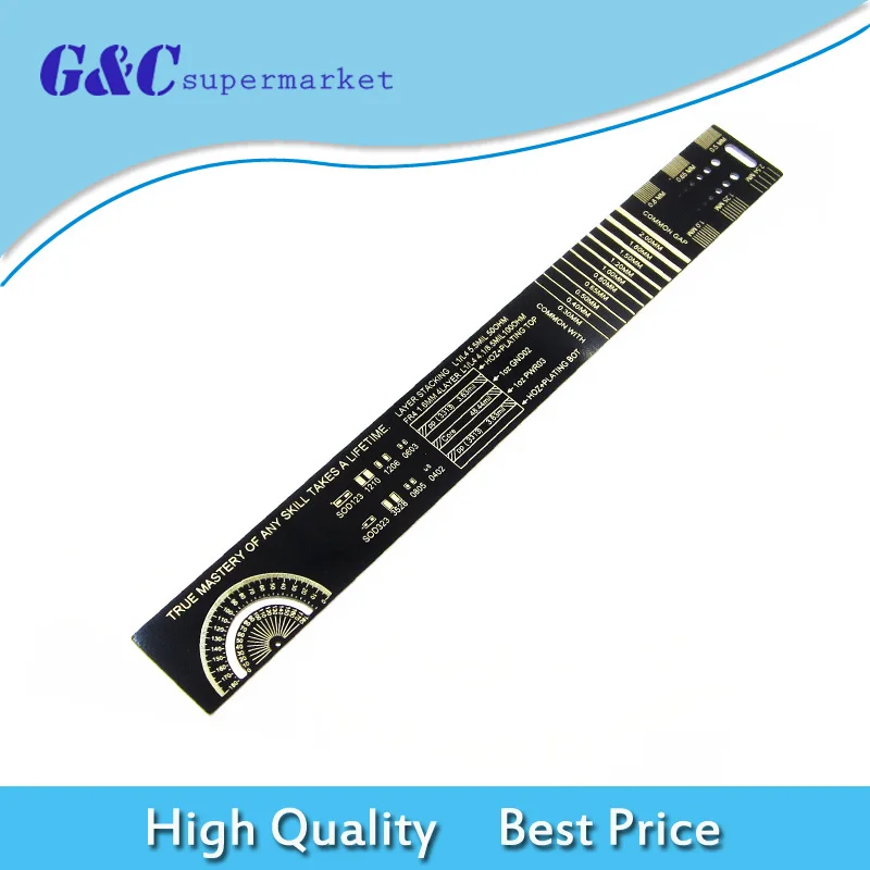 

25cm 10 Inch Multifunctional PCB Ruler Measuring Tool Angle Meter Black NEW