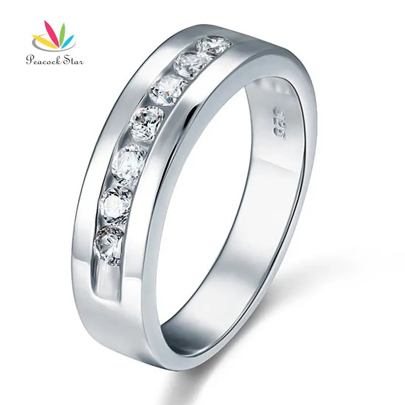 Peacock Star Round Cut Men's Bridal Wedding Band Solid 925 Sterling Silver Ring Jewelry CFR8057