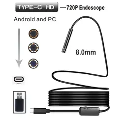 8 мм Тип-C USB компьютера эндоскопическая трубка Borescope IP67 Водонепроницаемый осмотр 720 P видео подводный Камера для Android 1 м 3 м 5 м