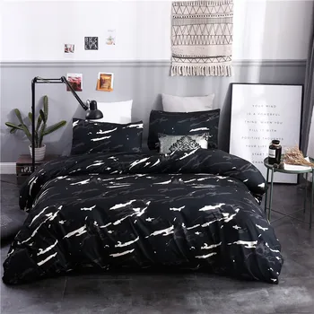 

Black Pattern Digital Print Bedding Set Blue Duvet Cover Set Bed Linen Duvet Cover Pillowcases Bed Set Size Twin Queen King
