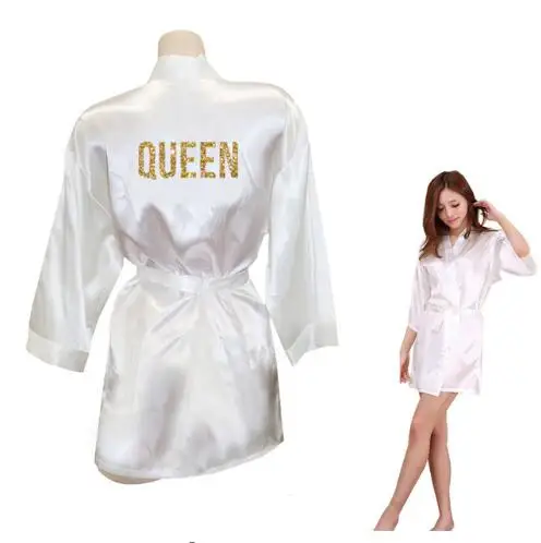

Golden Glitter Print Kimono Robes Faux Silk Women Bachelorette Robes Men Gifts For Her Free Shipping