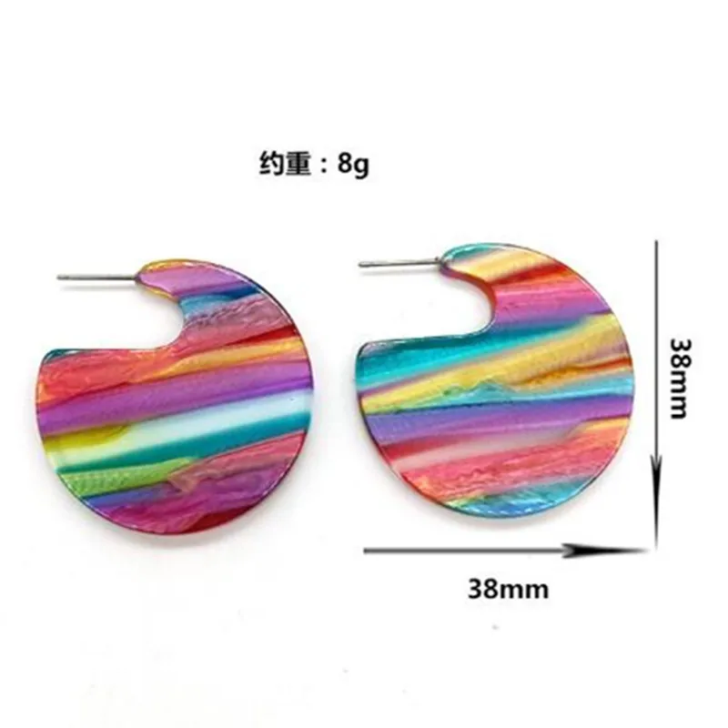 

Popular Multi Color Round Acrylic Simple Style Women Drop Earrings 3.8cm One pair xye311