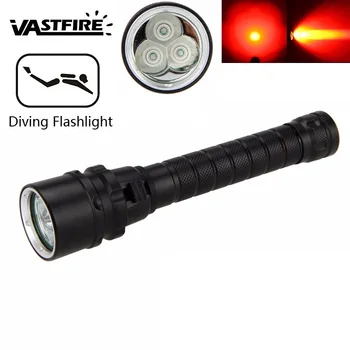 

Underwater 100M 10W 3x XPE Red Light LED Scuba Diving Flashlight 650-770nm Torch