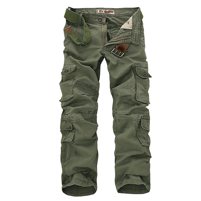 Мужские повседневные брюки карго стильные модные свободные армейские мульти-карманные тактические комбинезоны рабочая одежда брюки - Цвет: Армейский зеленый