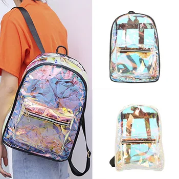 

Backpack Women Large Capacity Fashion Simple School Backpack Girl New Woman Backpack Transparent Jelly Travel Student Bag K417