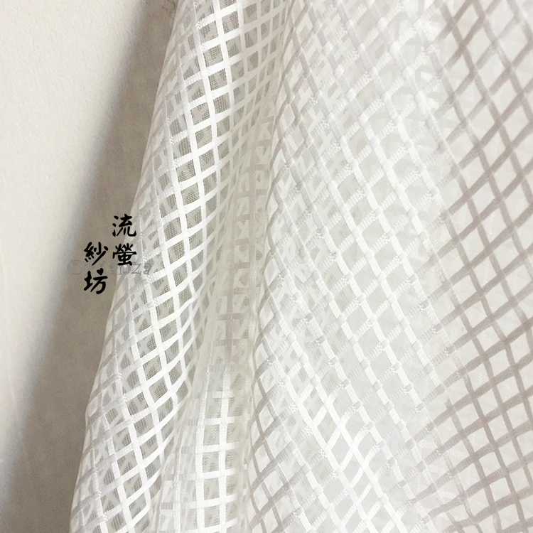 

white Organza lace fabric Stripe transparent yarn jacquard lace fabric organza puff skirt lace fabric