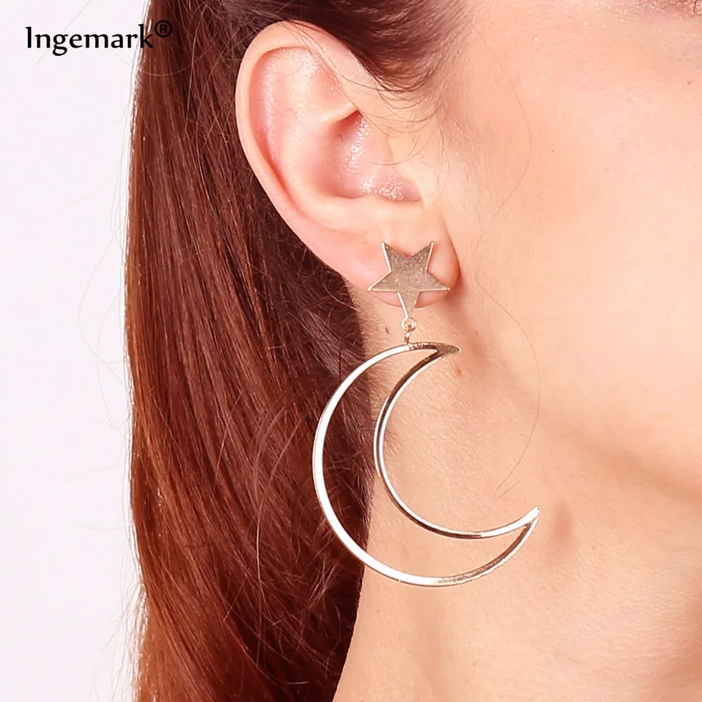

Korean Trendy Star Moon Earrings for Women Geometric Pendant Stud Earrings Pendientes Fashion Jewelry Gift