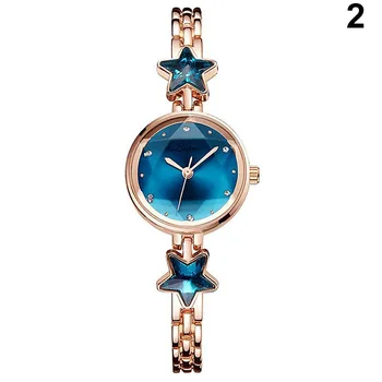 

Women Quartz Watches Small 24mm Round Dial with Star Decor Alloy Bracelet Band LL@17