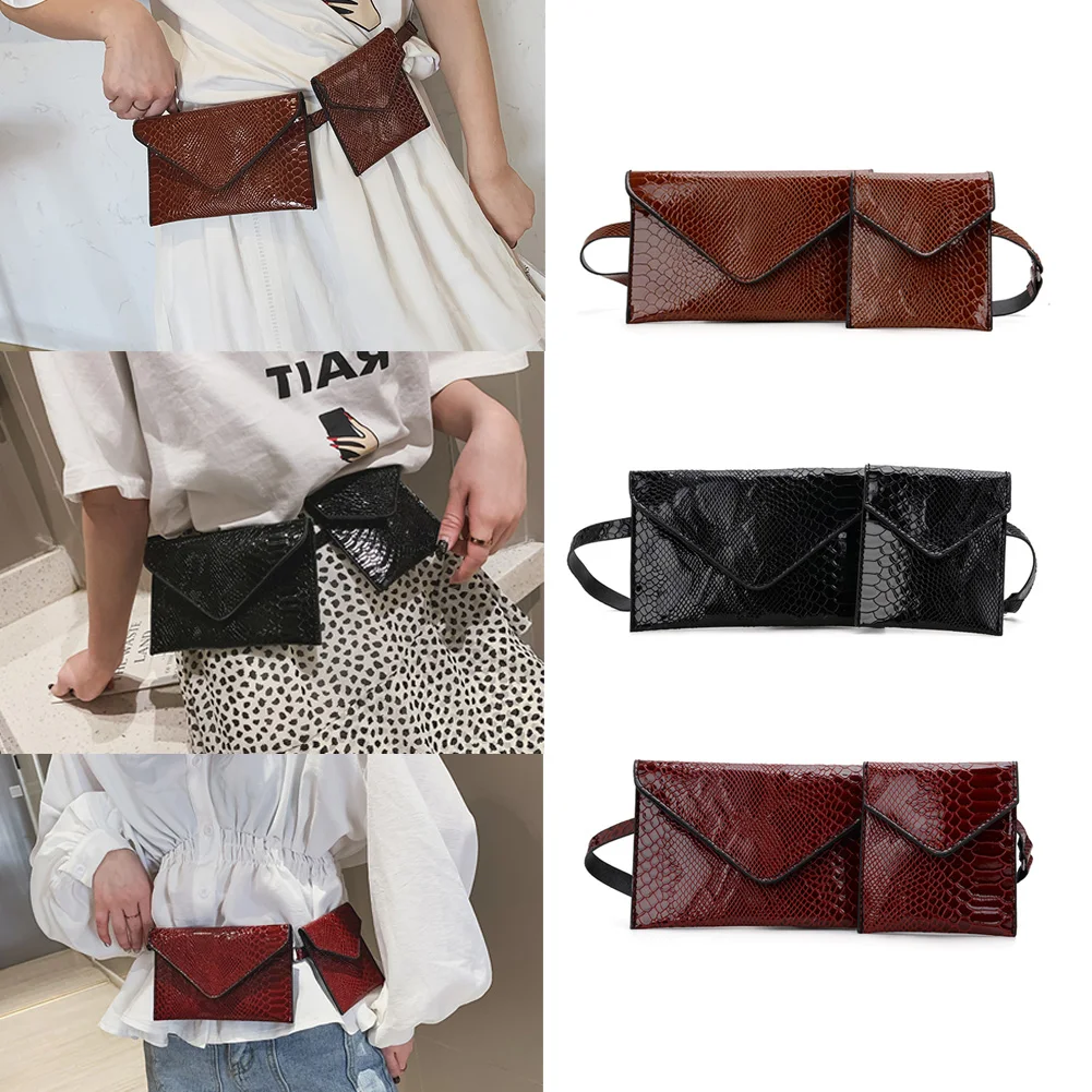 Fanny Pack для женщин поясная сумка кожаная модные Змеиный 2 шт. PU Сумка сумка на ремне нагрудная