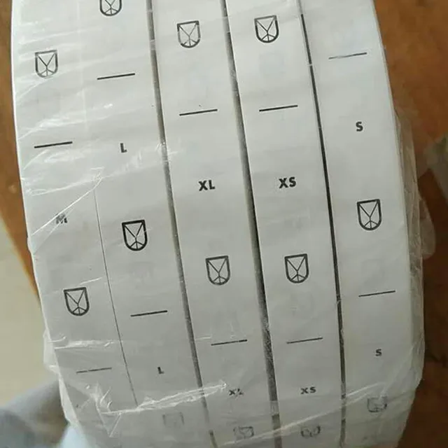 custom your logo white size label coated tape print synthetic fibre custom size label