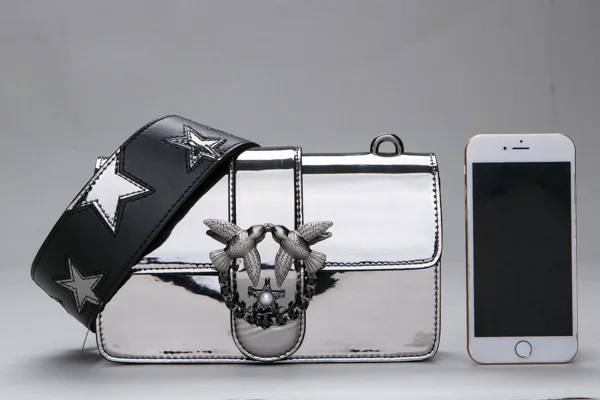 

New Swallow Bag Mirrored Leather Metal Fashion Shoulder Messenger Bag Star Bag
