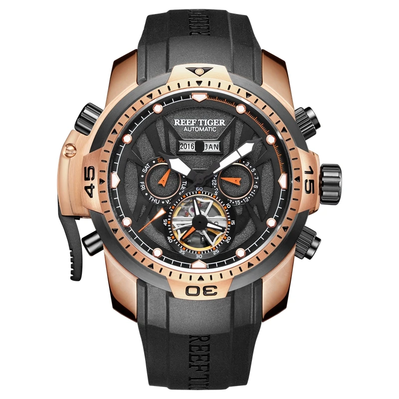 

Reef Tiger/RT Big Rose Gold Transformer Edition Waterproof Military Watches Sport Watch MenMechanical Watch RGA3532