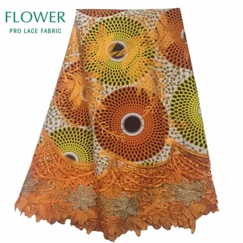 

Guipure Wax Lace Fabric With Guipure Lace 2020 African Nigeria Printed Wax Lace Fabric Indian Cotton Gold Line Embroidered Lace