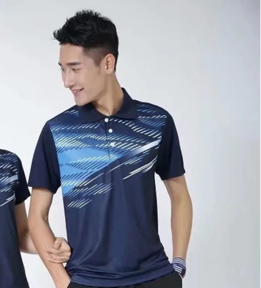 New Tennis Sports Leisure Badminton Jersey Men And Women Quick Drying Short Sleeve Shirt+shorts Clothing Set L2035YPD - Цвет: ONLY BLUE SHIRT