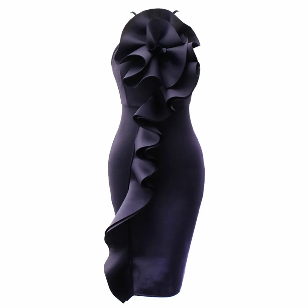 

Ladies Bodycon Little Black Dress Ruffled Slim Fashion Tight Dresses Sleeveless Pencil Robe Spring Summer Fashion New 2019 Tunic