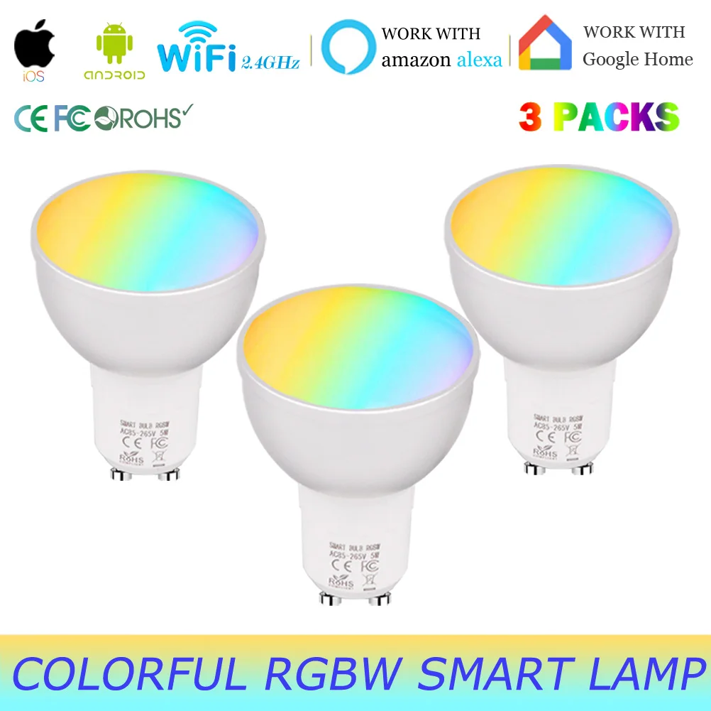 

WiFi Smart LED Bulb GU10,Wifi Tuya APP Voice Control Dimmable Spotlight,Compatible with Alexa Google Assistant IFTTT-S (3 Pack)