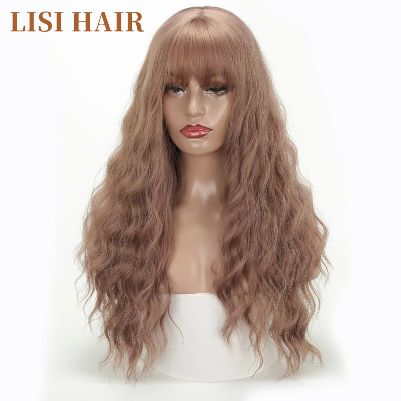 LISI HAIR 2" длинные смешанные черные парики с челкой термостойкие синтетические кудрявые парики для женщин афроамериканские модные волосы