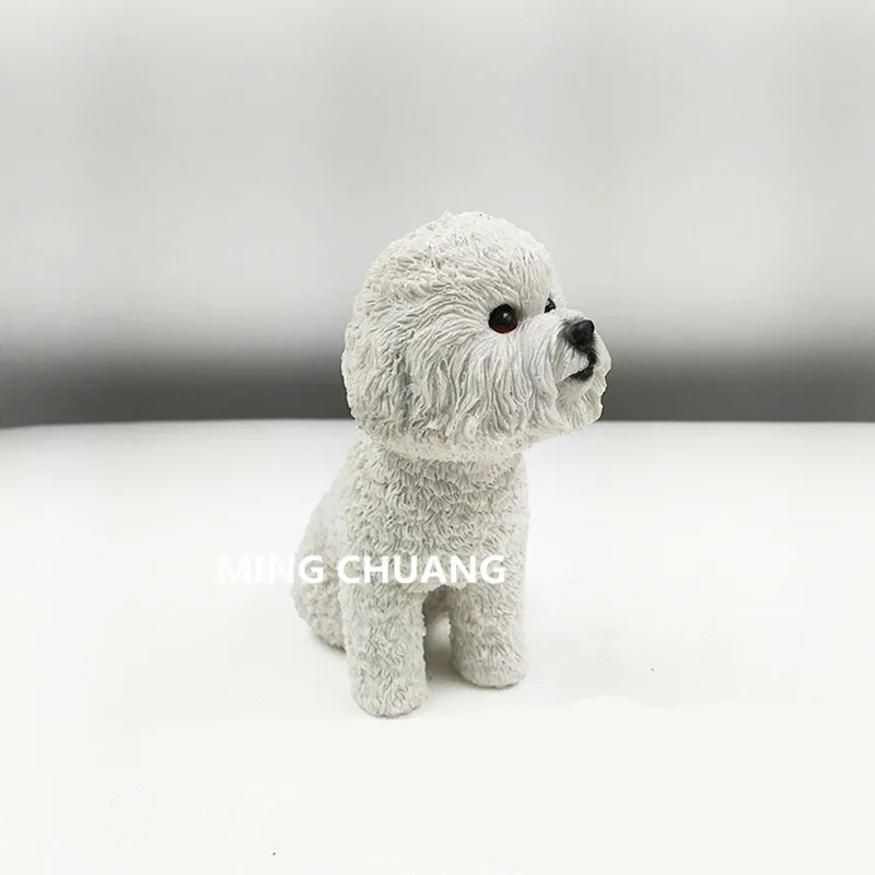 Cute-Simulation-Puppy-Statue-Bichon-Frise-Small-size-terriers-The-pet-dog-Bust-Resin-Action-Figure (2)