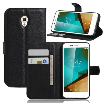 

100pcs/lot Free shipping New Arrival Lychee Wallet Leather Case Stand With Card Holder For Vodafone Smart Prime 7 VF600