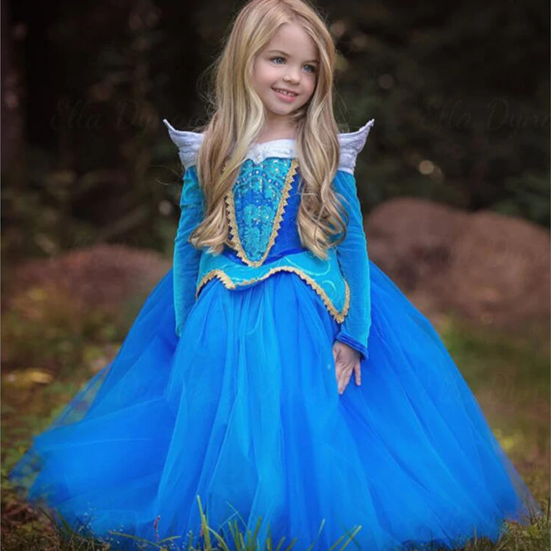 Aurora Princess Dresses New Spring Baby Girls Sleeping Beauty Kids