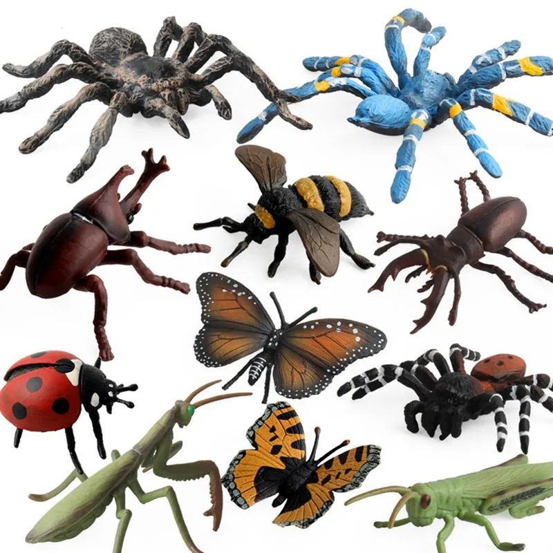 Пластиковая модель насекомого игрушки Жук насекомого паук бабочка модели Фигурки статуэтки набор игрушек 1 шт