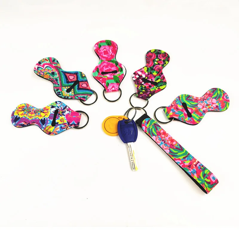 1pcs Neoprene Keychain Chapstick Holder Keyrings Lipstick Lip BalmHolders Party Favor Supplies