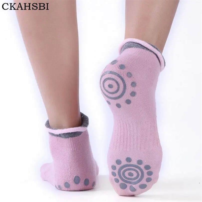 

CKAHSBI Black Women High Quality Cotton Yoga Socks Fitness Women Professional Yoga Anti Slip Rubber Dots Sports Indoor Exercise