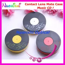 10pcs Music CD design Contact Lens Case with Mirror C528 contact lens mate box Free Shipping
