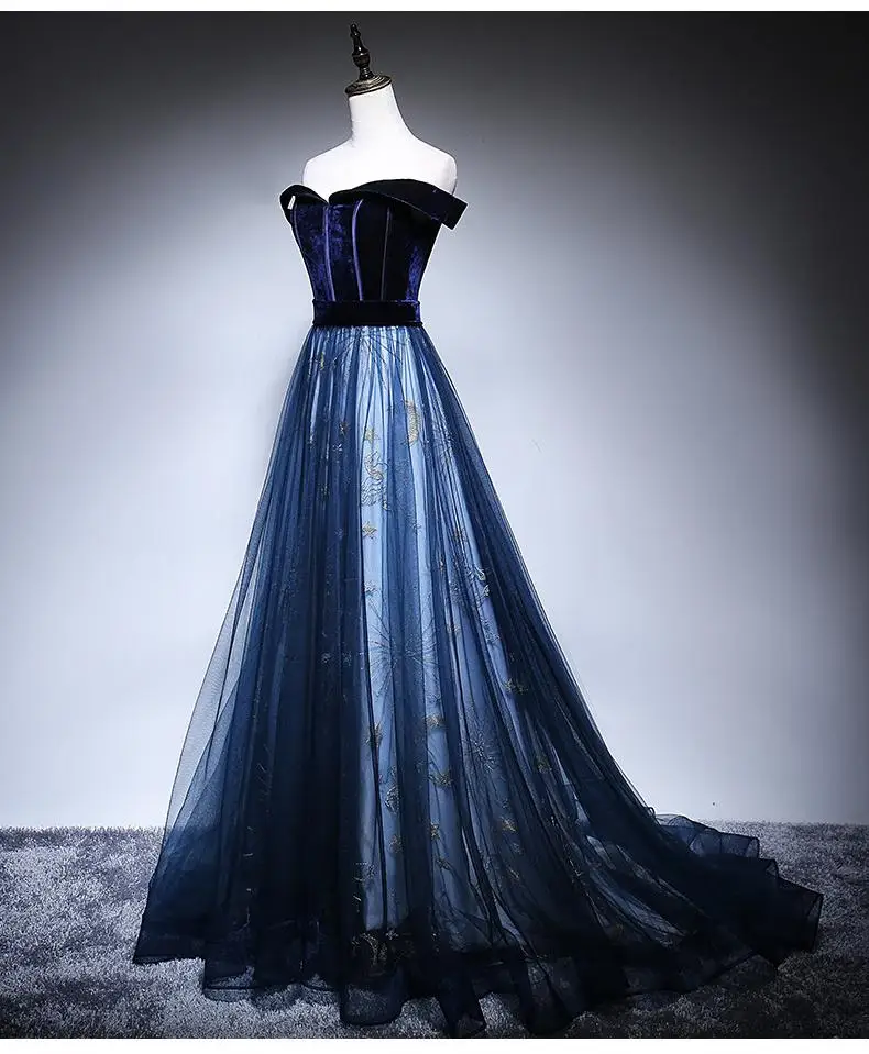 off shoulder party wear gown