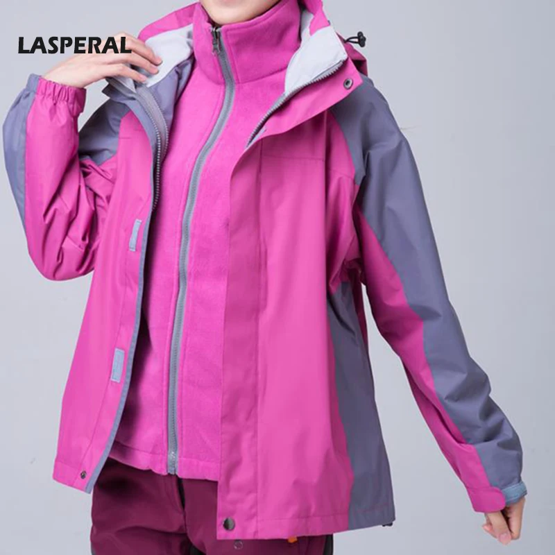 

LASPERAL Women Detachable Running Jackets Men Femme de jogging Winter Outdoor Thickening Warm Sport Camping Jacket Skiing Coat