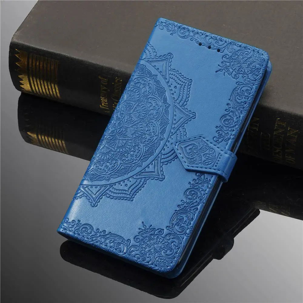Флип кожаный чехол-бумажник для телефона samsung Galaxy A6 A6plus A 6 Plus SM A600 A605 A600F A600FN A605F противоударный чехол-книжка - Цвет: Blue