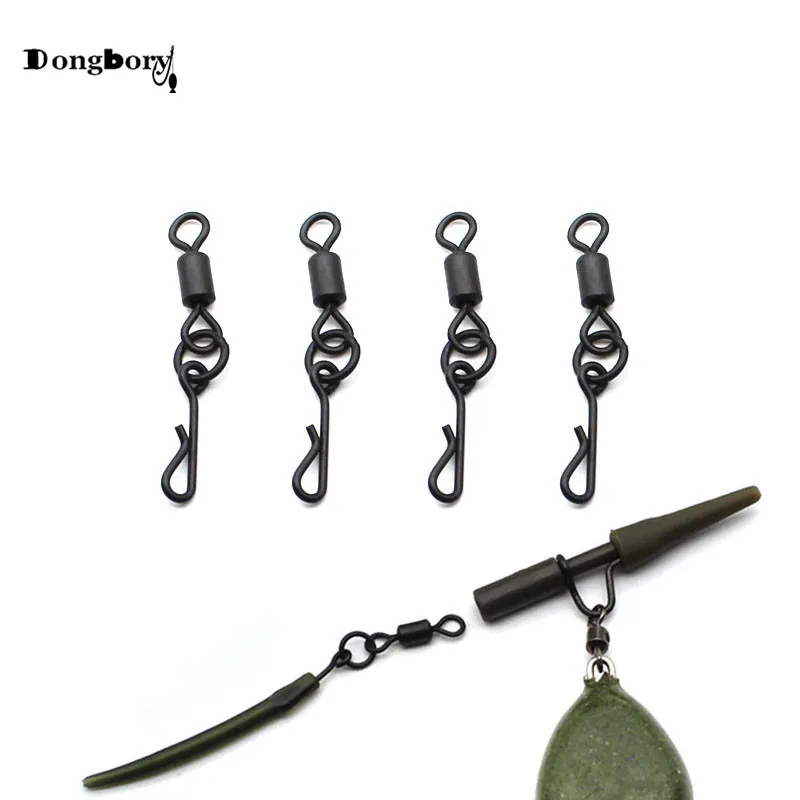 Quick change swivels Size 8 matt black kwik change carp swivels fit safety clips