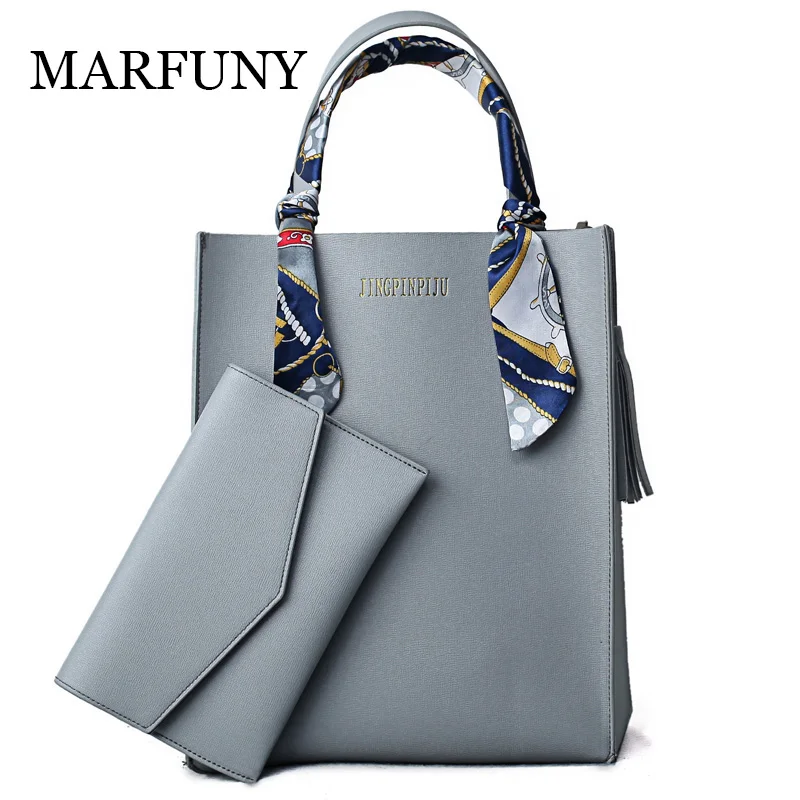 

MARFUNY Luxury High Quality Leather Women Bag Bucket Scarves Shoulder Bag Leather Large Capacity Top-handle Bags with Handbag