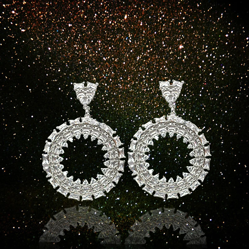 

MADALENA SARARA AAAA CZ Zircon Inlaid Women Earrings Two colors silver gold optional Round Dangle Style elegant