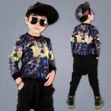 New Tide Brand 2016 Children’s Long-sleeve Clothes Set Teen Boys Clothes School Uniform Hiphop Outwear Sports Sets Clothes 2pcs