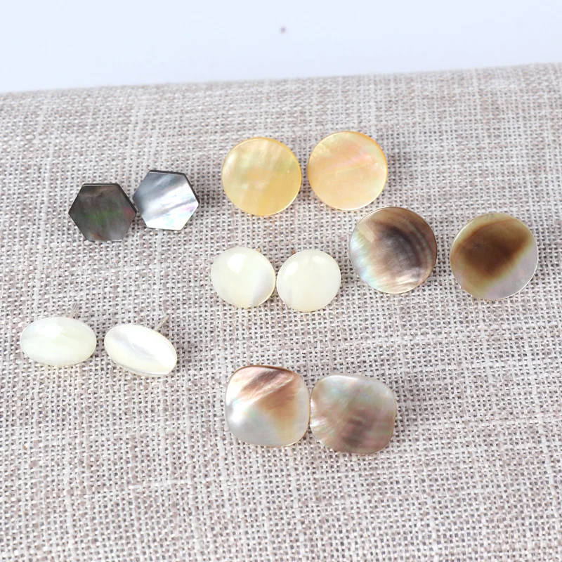 Геометрические серьги в виде раковины абалона серебряные серьги-гвоздики с шестигранной круглой квадратной формы Brincos Pendientes ювелирные изделия для женщин