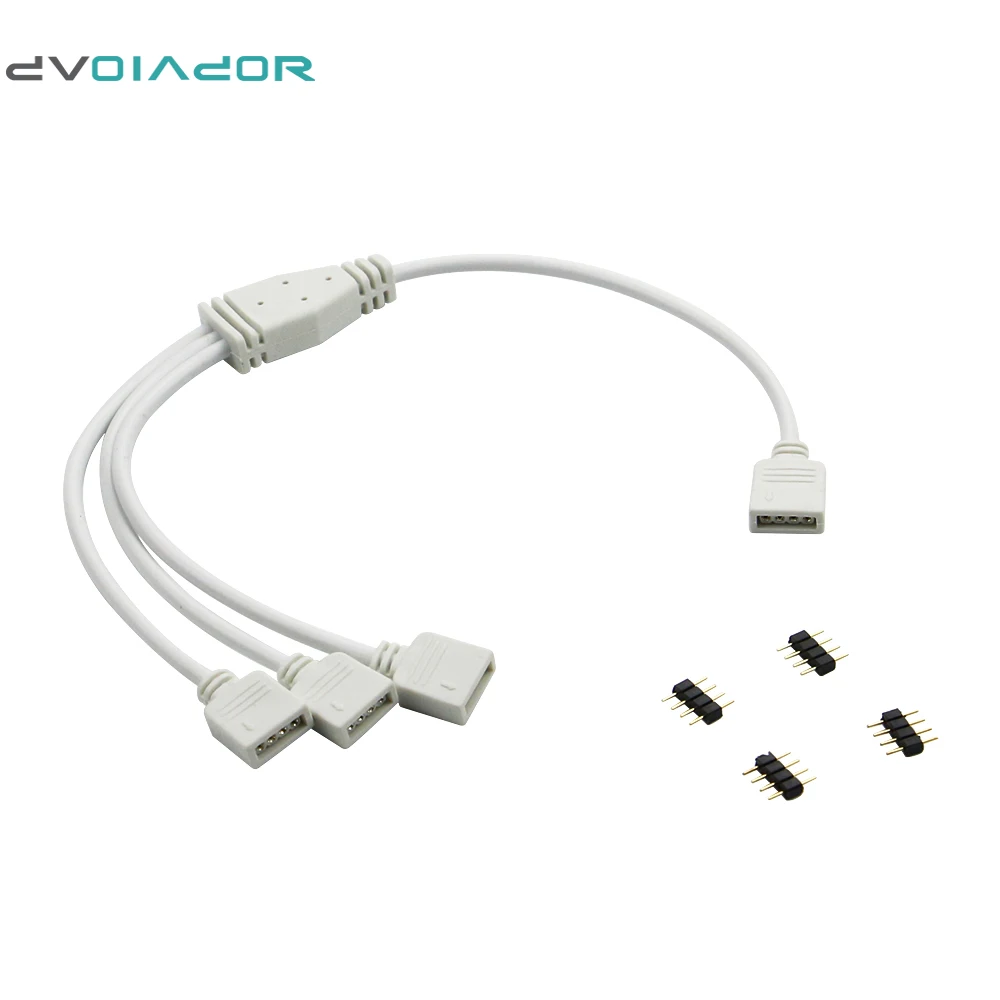 Dvolador 1 шт. 4Pin RGB LED разъем до 2/3/4 кабель 1to3 женский 4PIN Splitter соединительный для 3528/5050