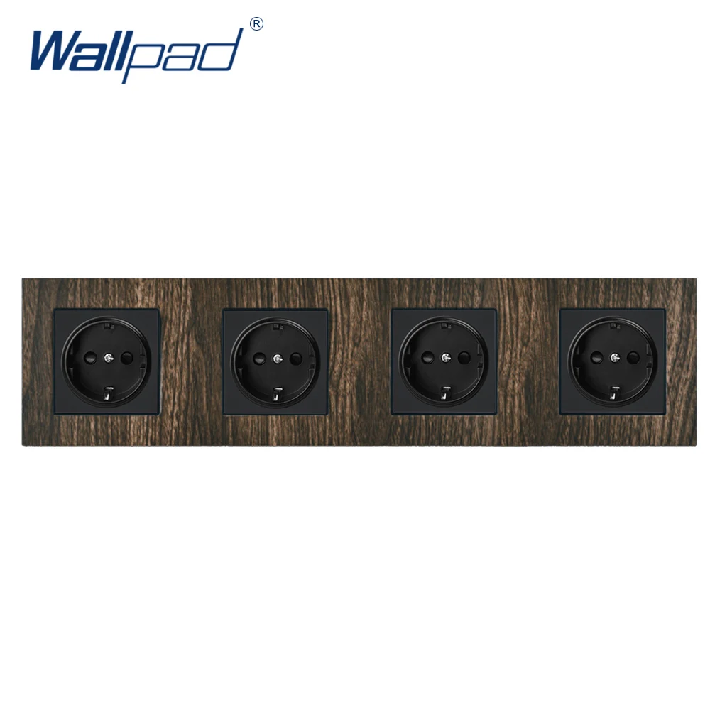 Четырехместный Европейский разъем Wallpad алюминиевая атласная металлическая