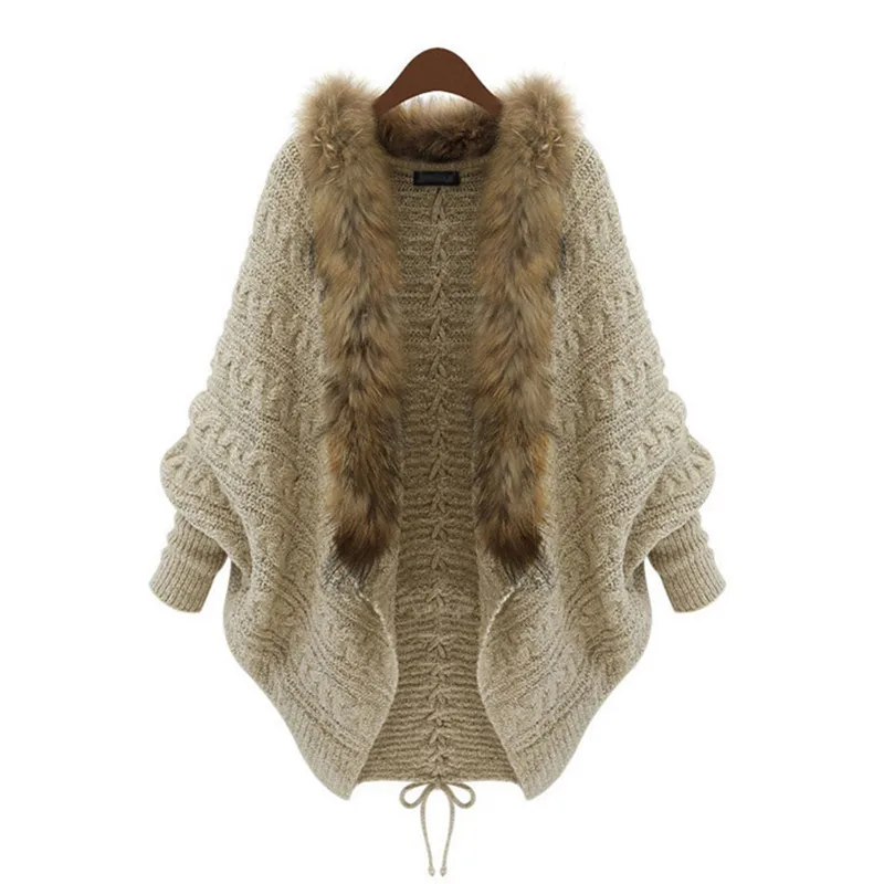 

2019 loose jacket women new Autumn Winter Fur collar Bat sleeve sweater coat veste femme coat women manteau femme harajuku coats