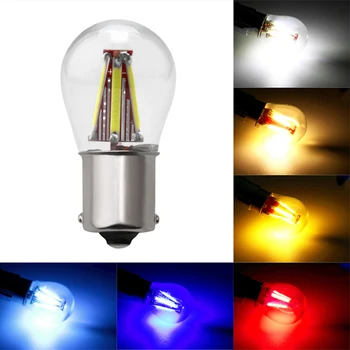

2pc Car Tail Brake Light P21W BA15S 1156 1157 BAY15D LED Bulbs 12V COB Filament Auto Parking Lamp Reverse Bulb DRL Lights