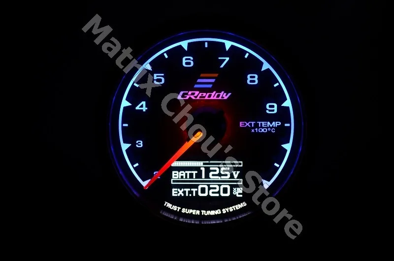 Gre* y Gauge EXT Temp Gauge 7 светового цвета ЖК-дисплей с напряжением прибор для измерения температуры выхлопных газов метр 62 мм 2,5 дюйма с датчиком гонок geddi Gauge