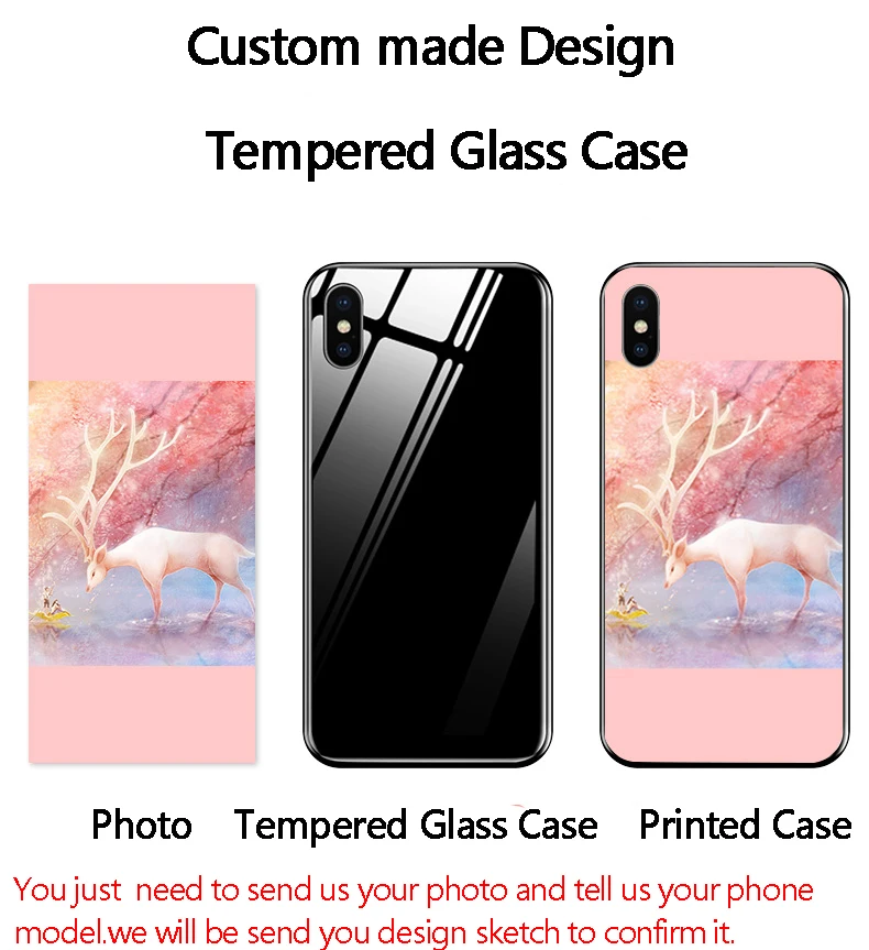 Custom made Design Photo Name LOGO DIY Case for iPhone 6 6s 7 8 plus X Xs Max XR Tempered Glass Back Cover Phone Cases |
