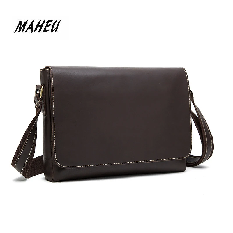 

MAHEU Vintage Men's Bags Crazy Horse Genuine Leather Male Messenger Bag Mens Shoulder Bags Crossbody Bag for Men Real Leather
