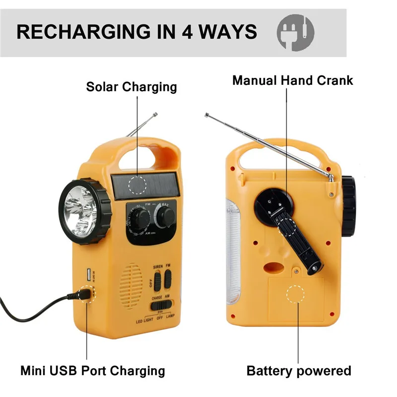 Аварийный светильник-вспышка для зарядки мобильного телефона для наружного солнечного AM/FM радио светодиодный ручной светильник Динамо Многофункциональный SOS светильник